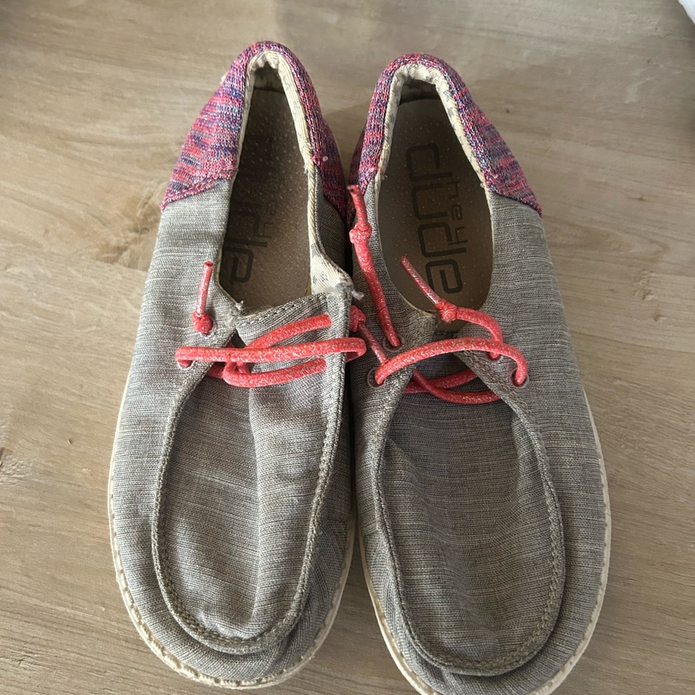 Hey Dude Gray Shoes with Pink Highlights